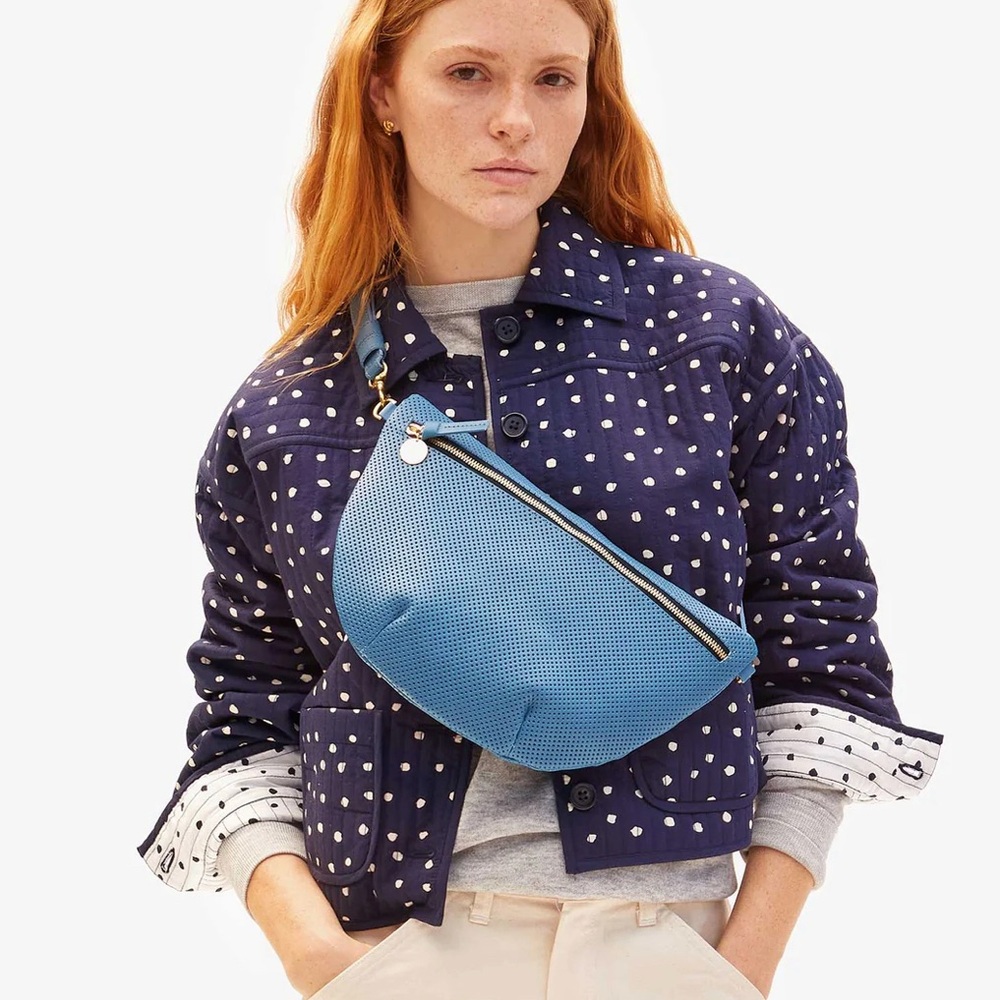 Clare V Desert Blue Perforated Grande Fanny NWT - Picture 8 of 9
